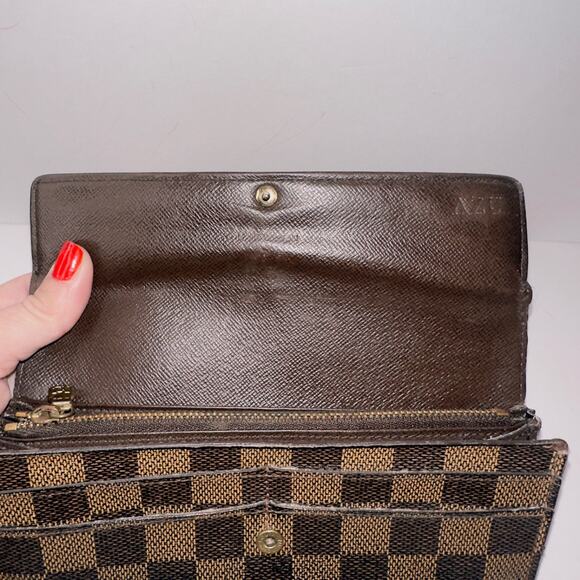 Authentic Louis Vuitton Damier Ebene Sarah Bifold Long Wallet - Picture 11 of 16
